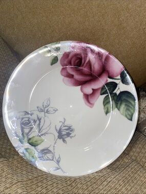 🍃💐🍃NWT Vintage Lisa Kaplan Coral Tree Elegant Pink Rose Bone China Plate